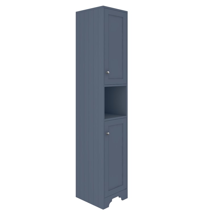GRADE A3 - Traditional Tall Boy Bathroom Cabinet - Doors & Shelves - Matt Blue - Baxenden