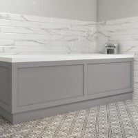 1700mm Round Single Ended Bath  & Matt Grey Bath Front & End Panel