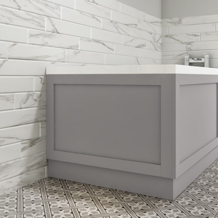 GRADE A1 - Baxenden Matt Grey 750mm End Bath Panel