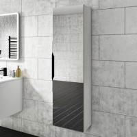 Single Door White Mirrored Wall Mounted Tall Bathroom Cabinet 400 x 1400mm - Sion Single Door White Mirrored Wall Mounted Tall Bathroom Cabinet 400 x 1400mm - Sion