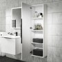 White Mirrored Wall Mounted Tall Bathroom Cabinet 400mm - Sion