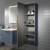 Blue Mirrored Wall Mounted Tall Bathroom Cabinet 400mm - Sion