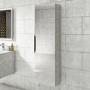 Concrete Effect Mirrored Wall Mounted Tall Bathroom Cabinet 400mm - Sion