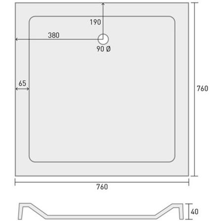 Square Low Profile Shower Tray 760 x 760mm - Slim Line