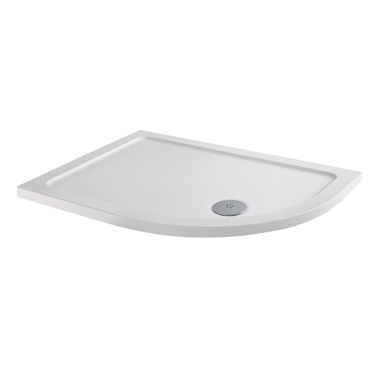 Stone Resin Anti-Slip Low Profile Left Hand Offset Quadrant Shower Tray 900 x 800mm - Slim Line