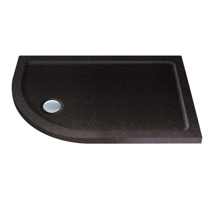Slim Line Black Sparkle 1000 x 800 Left Hand Offset Quadrant Shower Tray