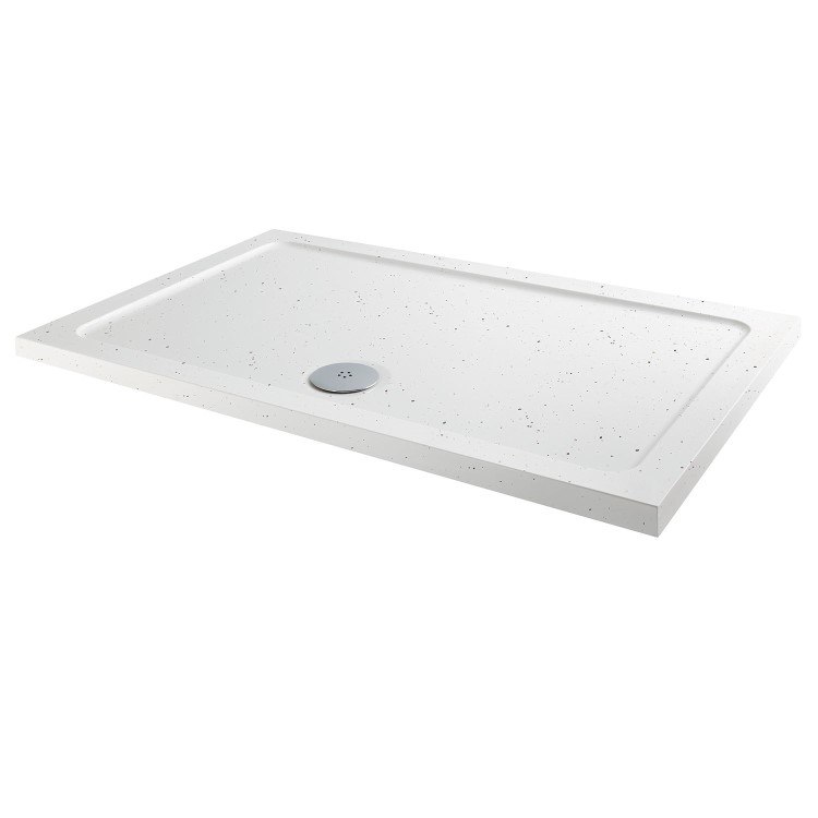 Rectangular Low Profile Shower Tray White Sparkle 1600 x 900mm - Slim Line