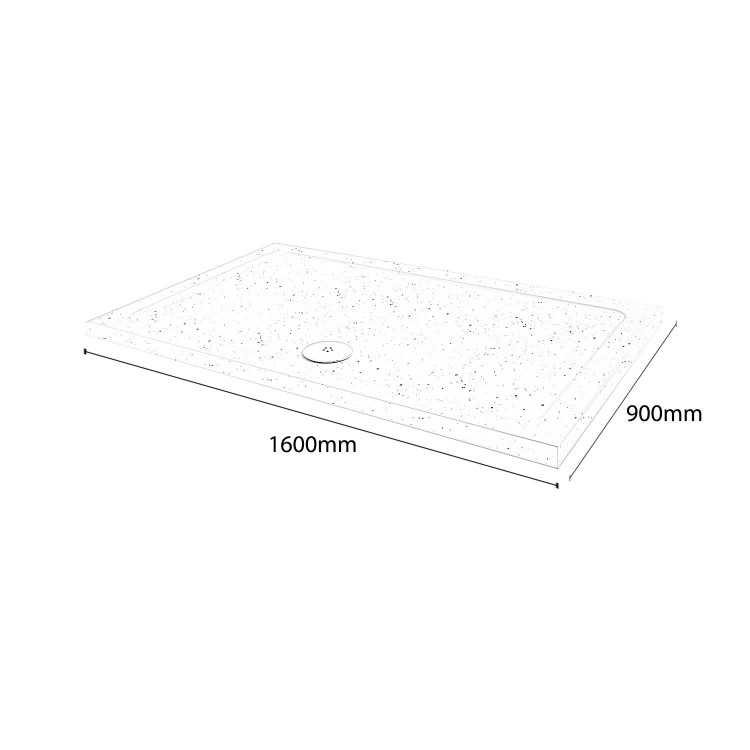 Rectangular Low Profile Shower Tray White Sparkle 1600 x 900mm - Slim Line