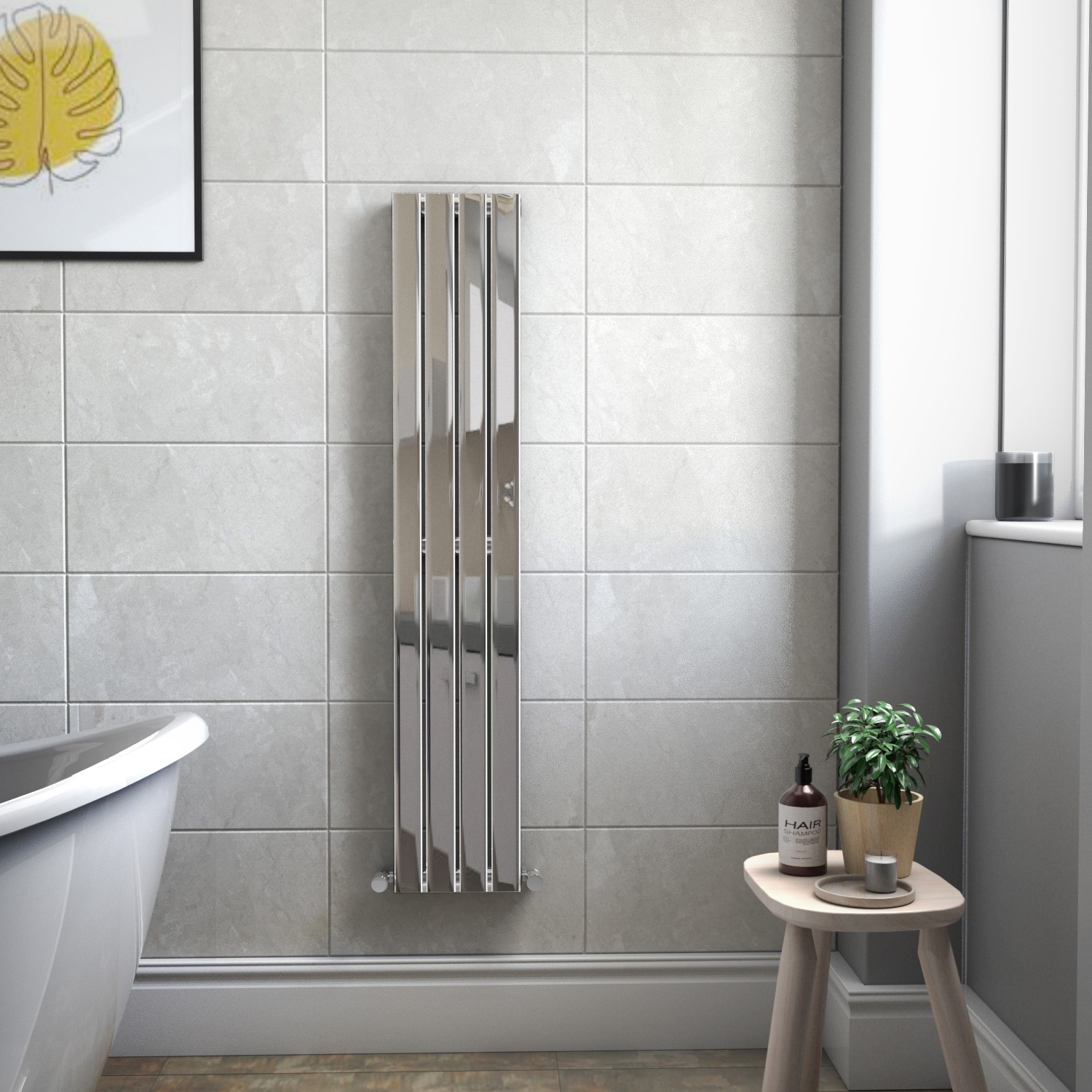 Chrome Vertical Single Panel Radiator 1600 x 300mm - Mojave