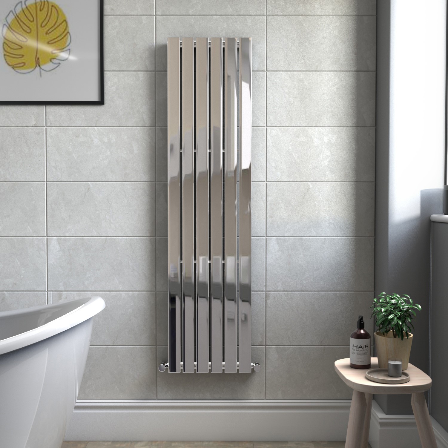 Chrome Vertical Single Panel Radiator 1800 x 452mm - Mojave