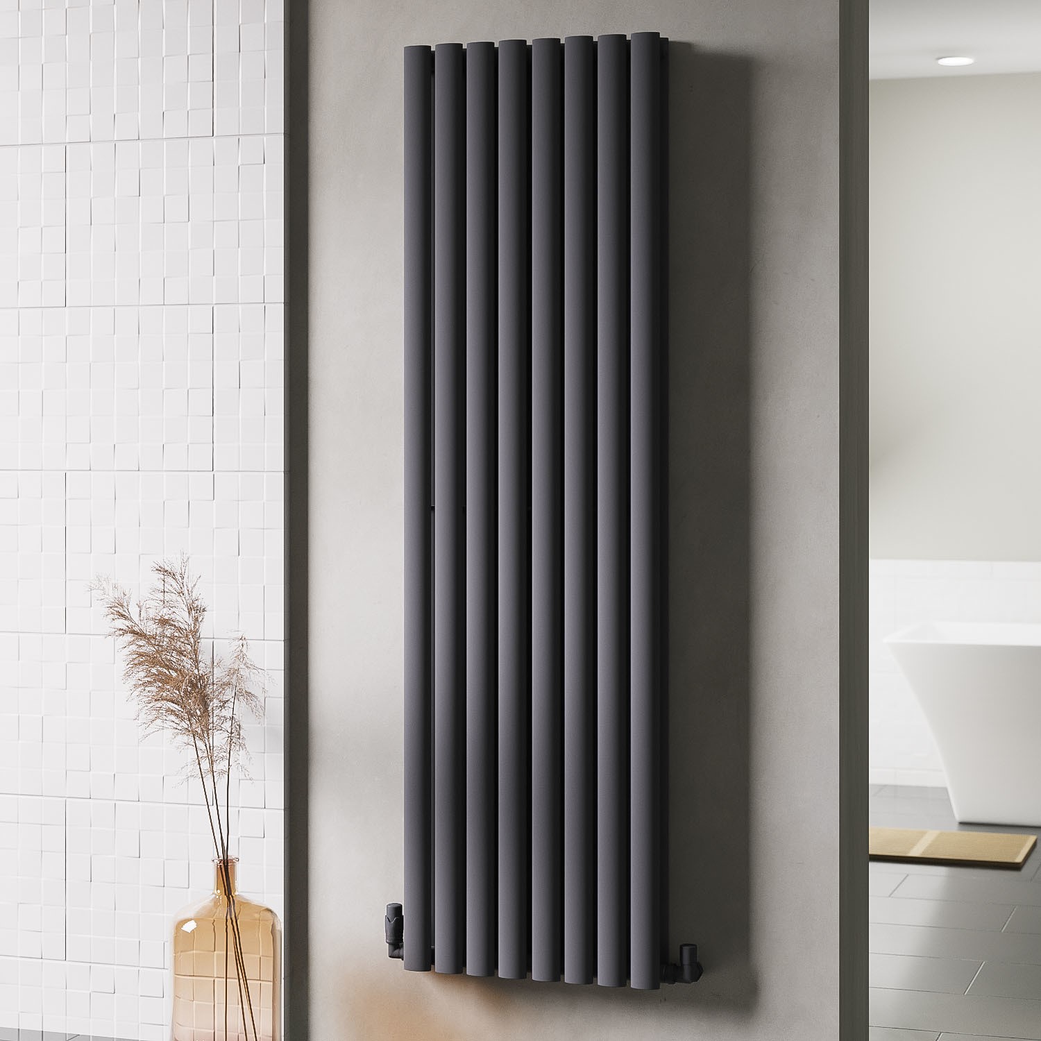 Kitchen Anthracite Double Radiator Bern 1800 X 380mm Anthracite