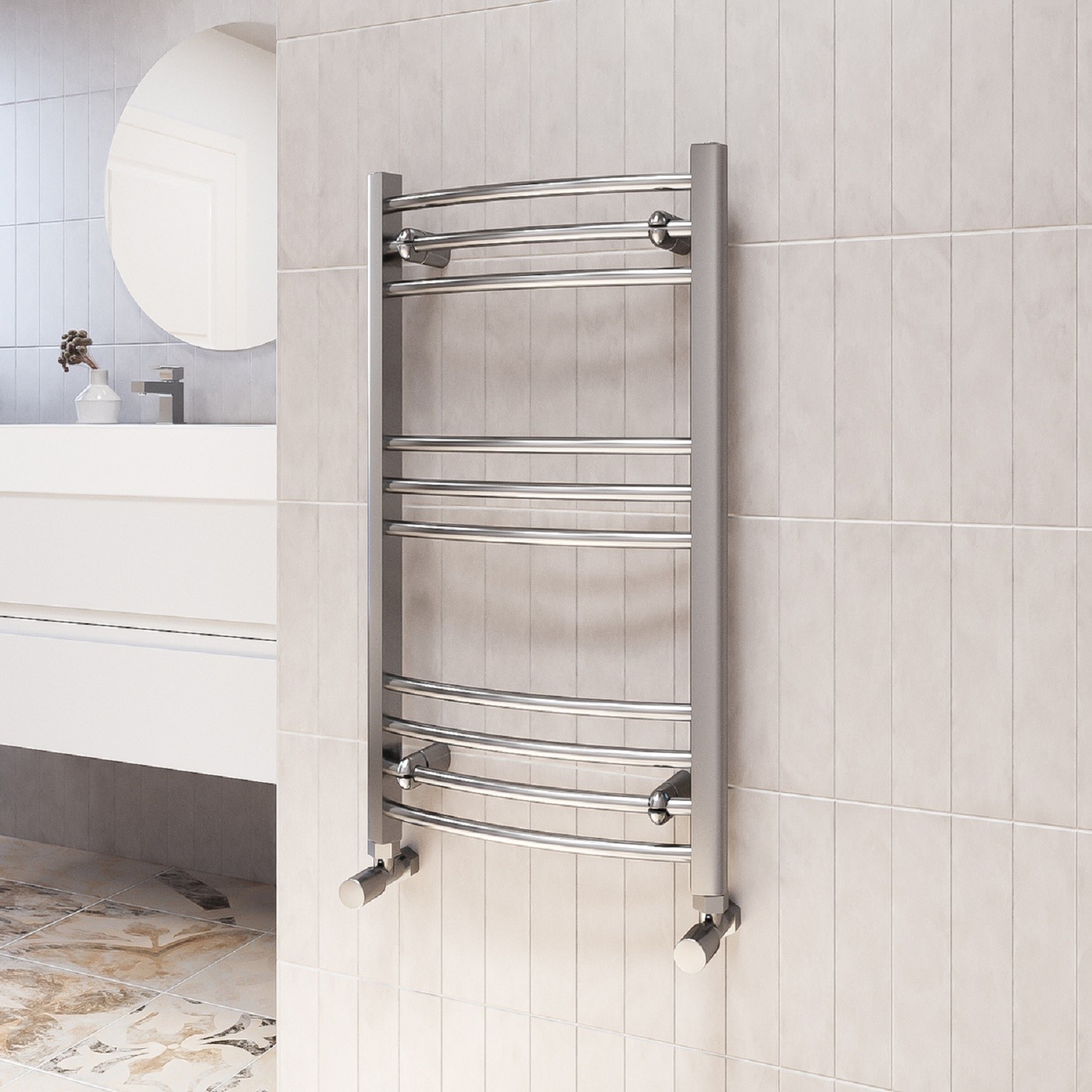 Chrome Heated Towel Rail Radiator 800 x 450mm - Gobi