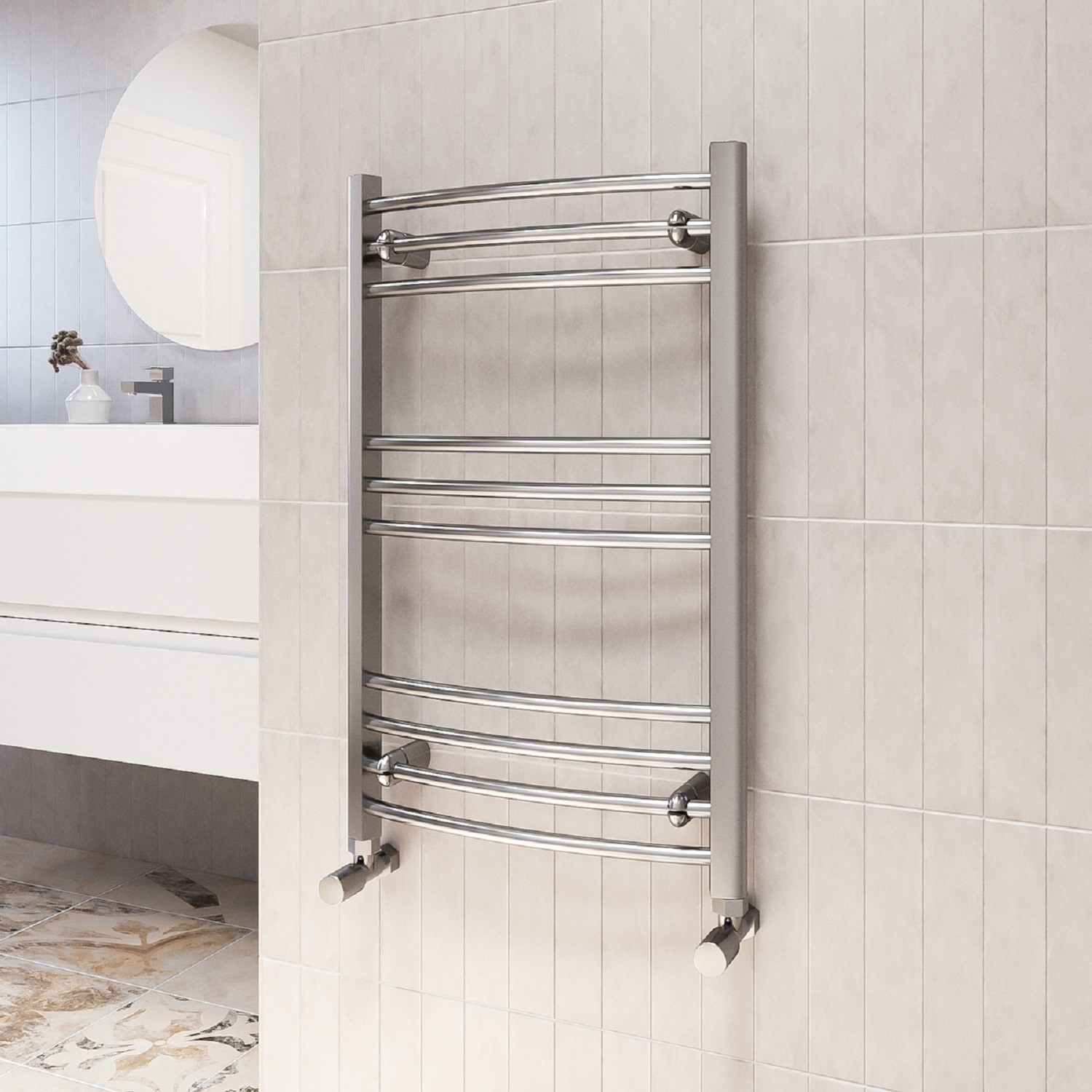 Chrome Heated Towel Rail Radiator 800 x 500mm - Gobi