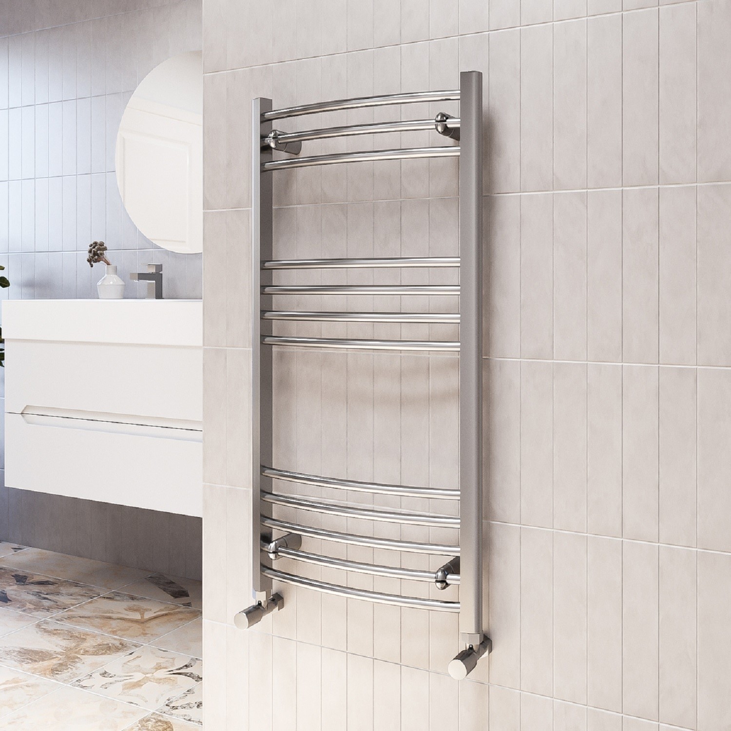 Chrome Heated Towel Rail Radiator 1000 x 500mm - Gobi