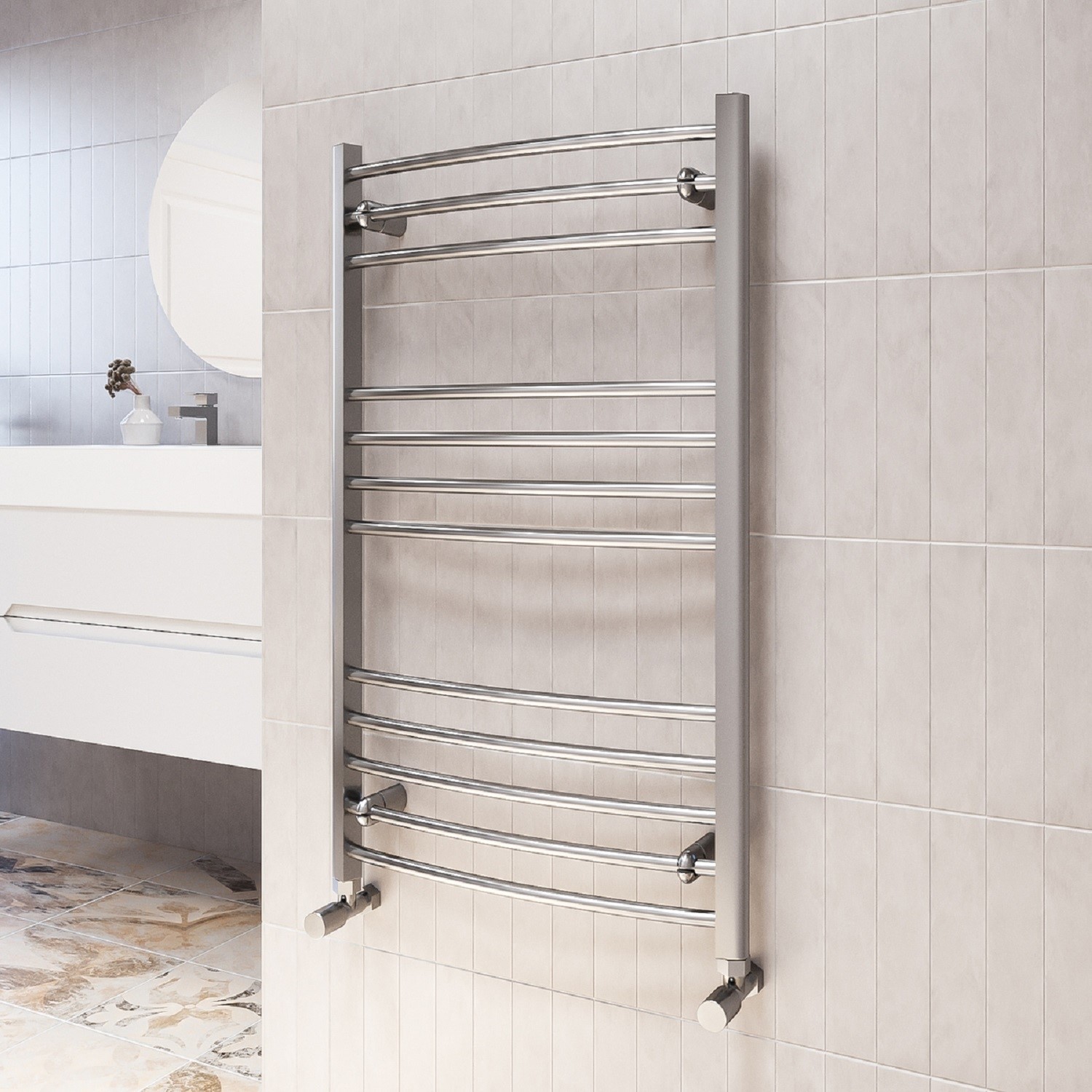 Chrome Heated Towel Rail Radiator 1000 x 600mm - Gobi