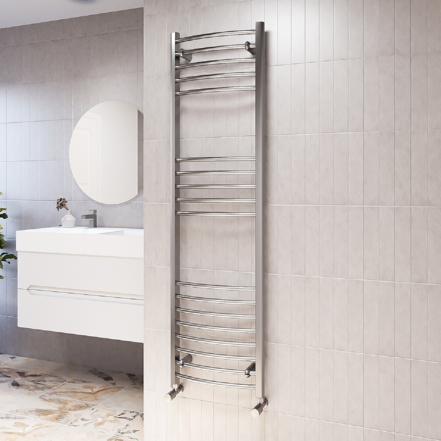 Chrome Heated Towel Rail Radiator 1600 x 450mm - Gobi