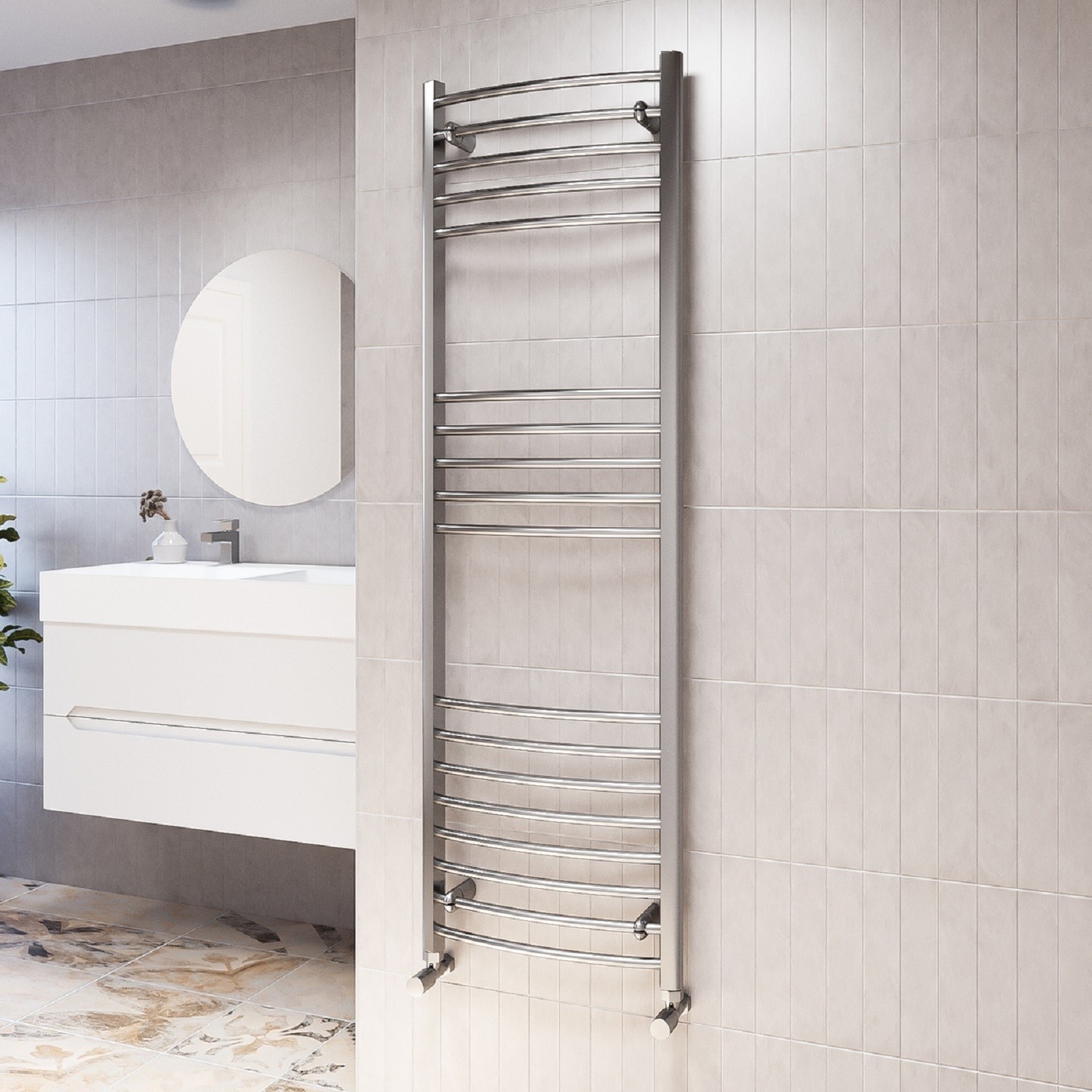 Chrome Heated Towel Rail Radiator 1600 x 500mm - Gobi