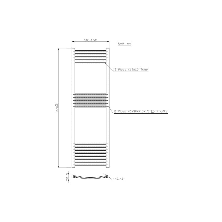 GRADE A1 - Chrome Heated Towel Rail Radiator 1600 x 500mm - Gobi