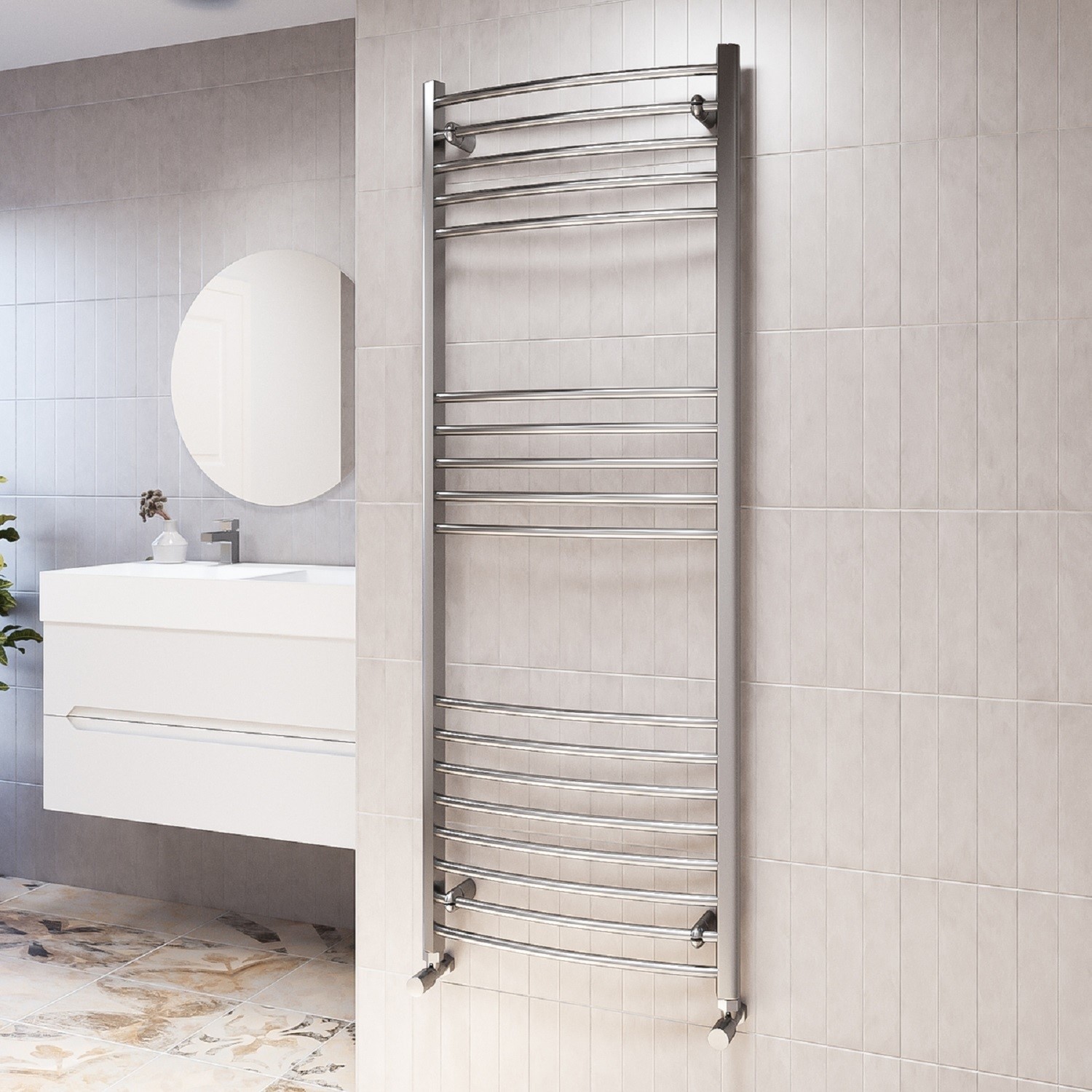 Chrome Heated Towel Rail Radiator 1600 x 600mm - Gobi