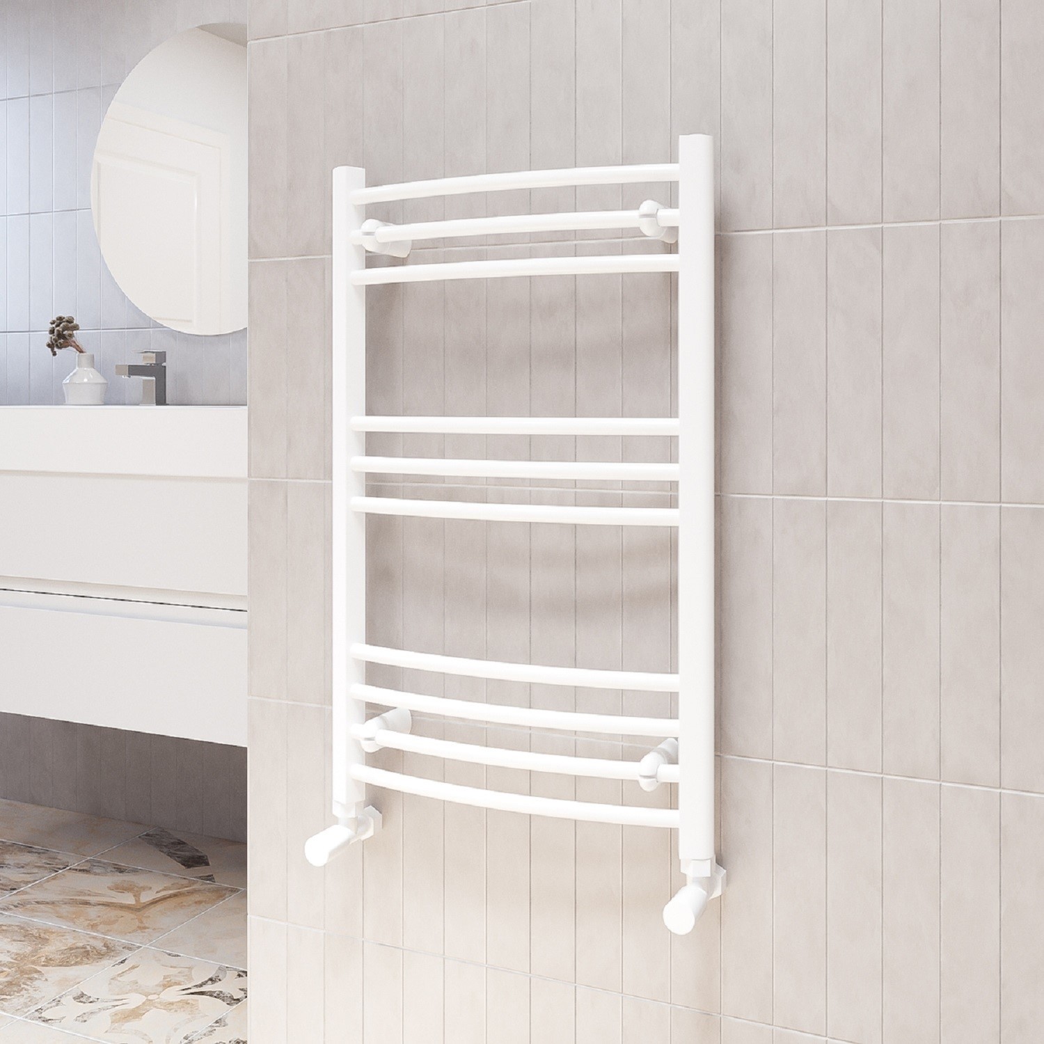 White Heated Towel Rail Radiator 800 x 500mm - Gobi