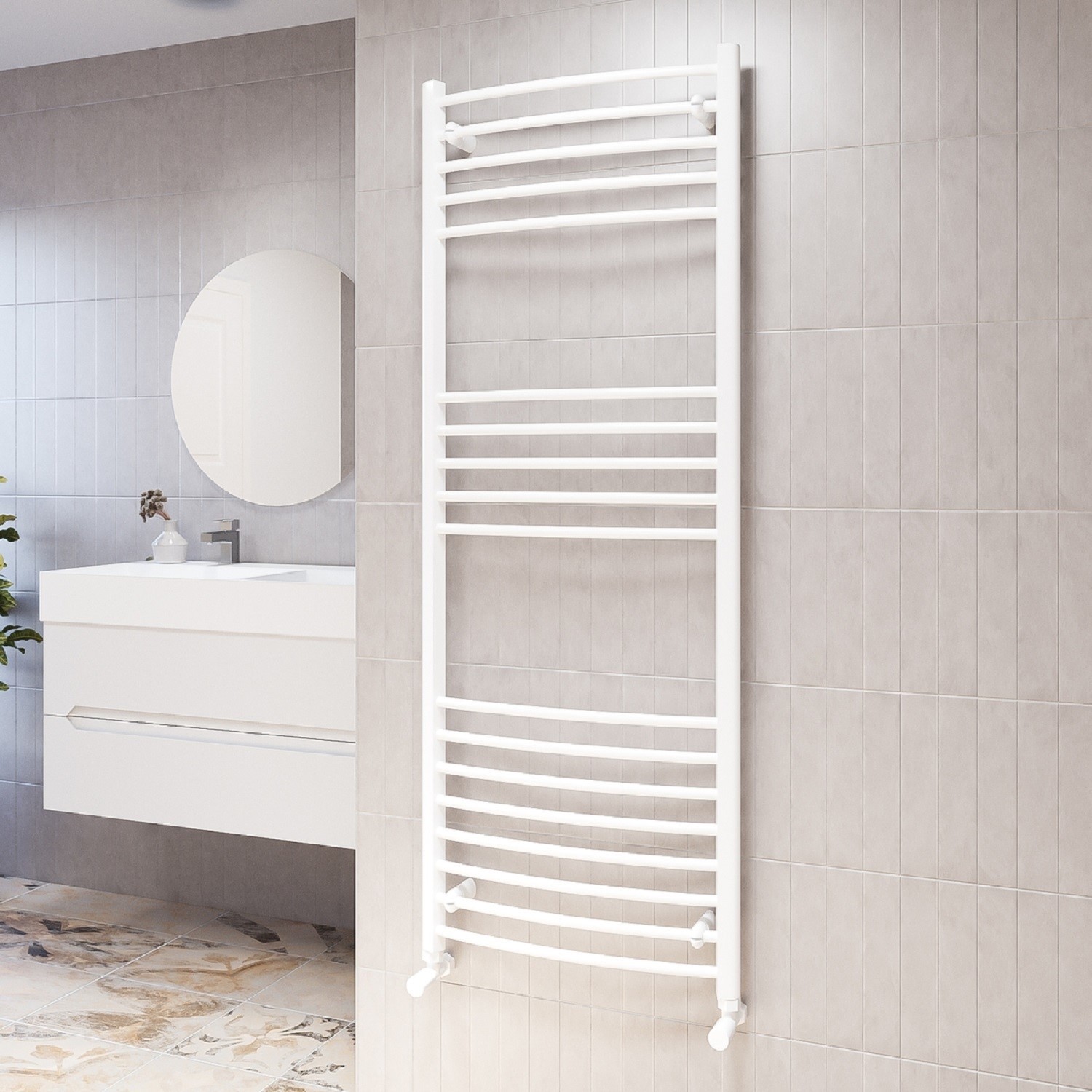 White Heated Towel Rail Radiator 1600 x 600mm - Gobi