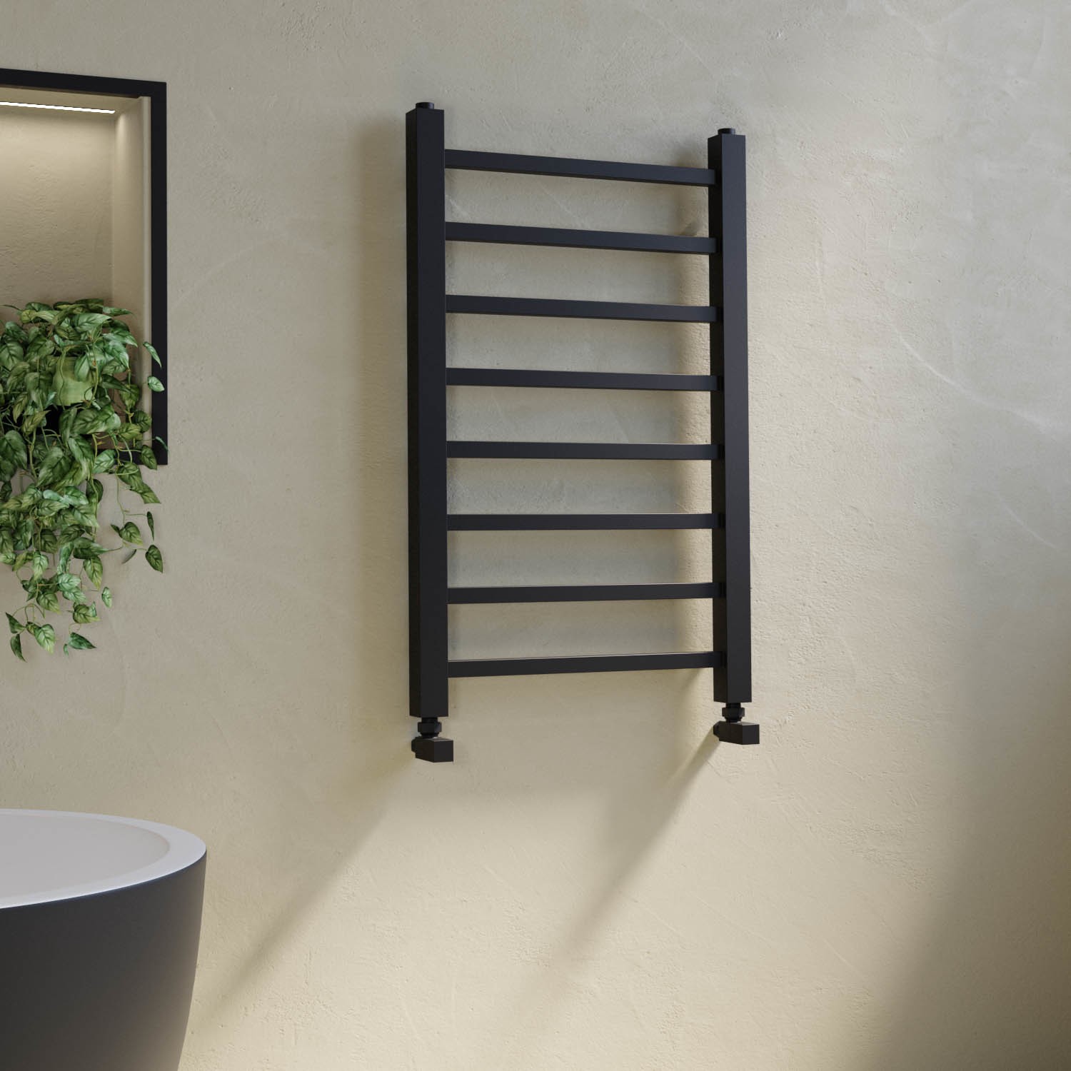 Black Heated Towel Rail Radiator 800 x 500mm - Sonoran