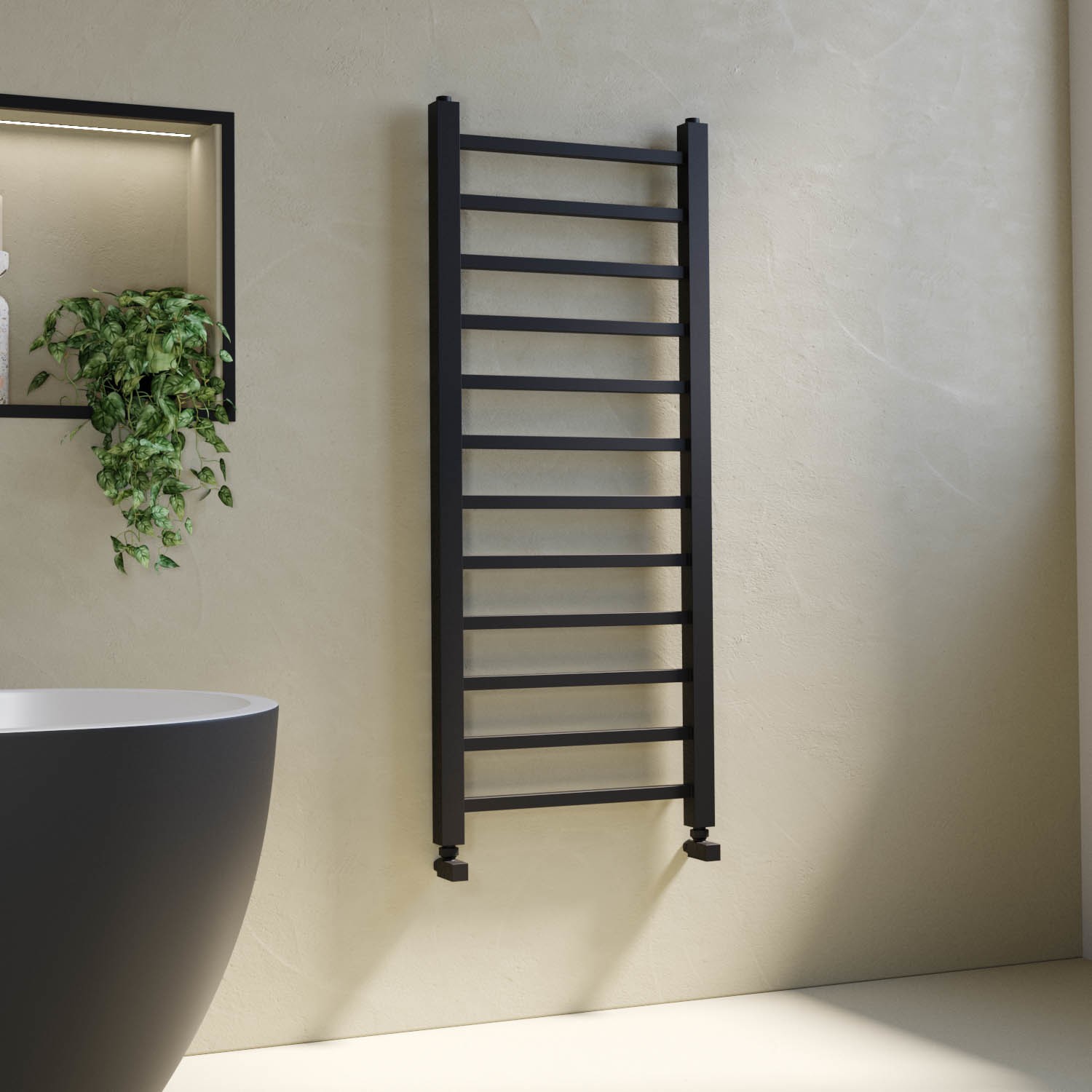 Black Heated Towel Rail Radiator 1200 x 500mm - Sonoran