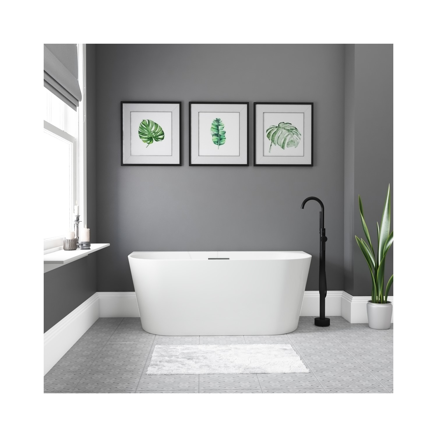 Freestanding Double Ended Back to Wall Bath 1500 x 745mm - Gable