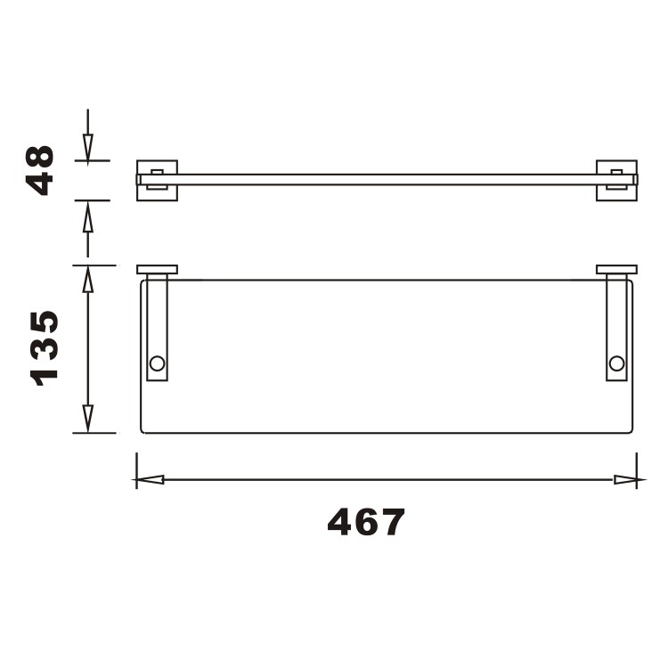 Black Glass Towel Shelf - Arissa