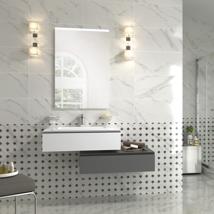 White Marble Effect Wall Tile 300 x 600mm - Marmore