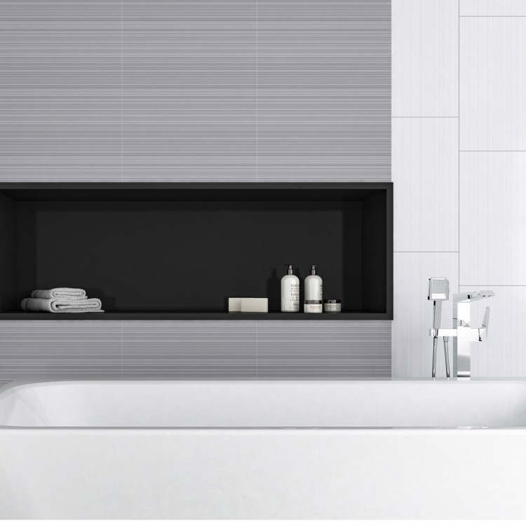White Pinstripe Wall Tile 250 x 500mm - Laina