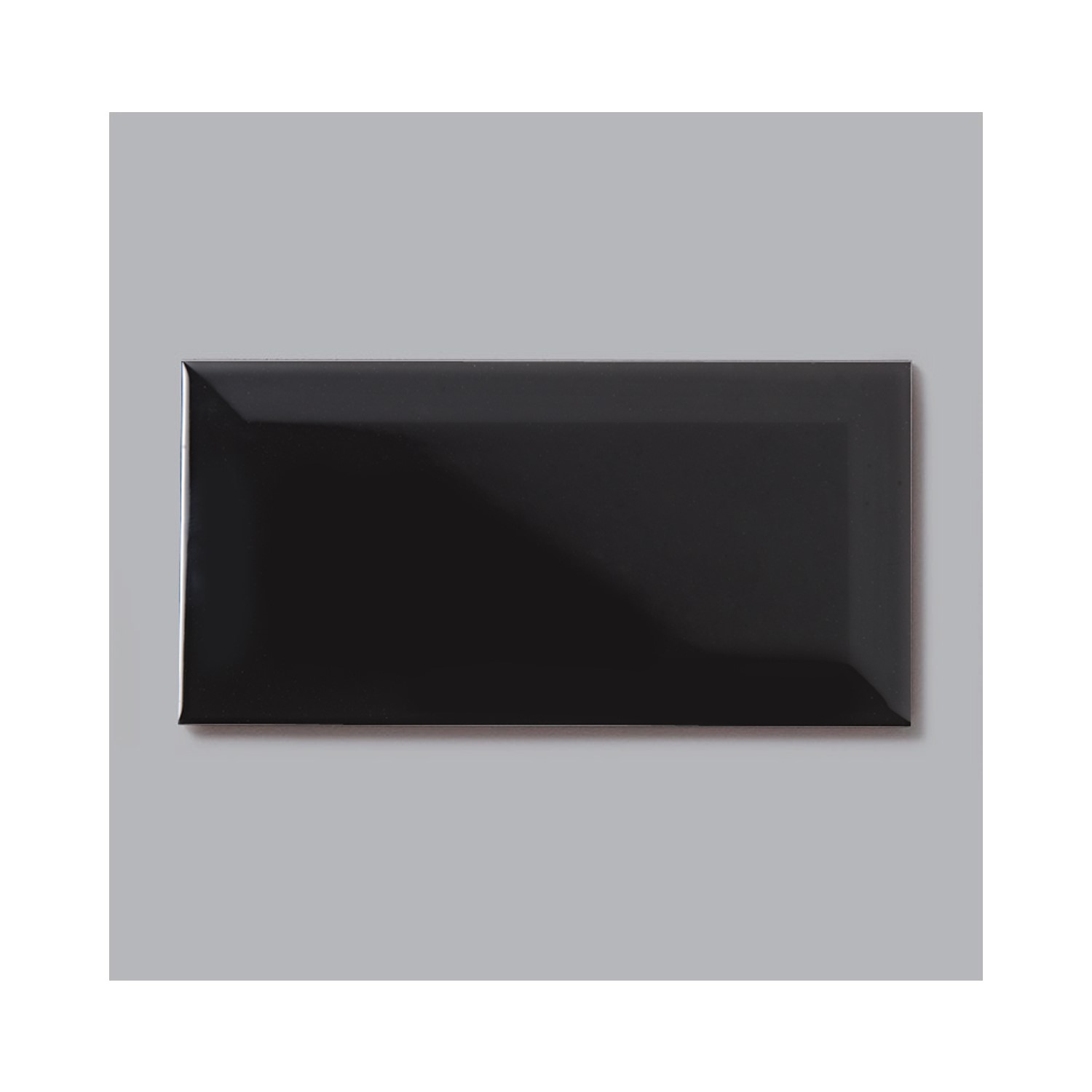 Black Bevelled Wall Tile 10cm x 20cm - Metro