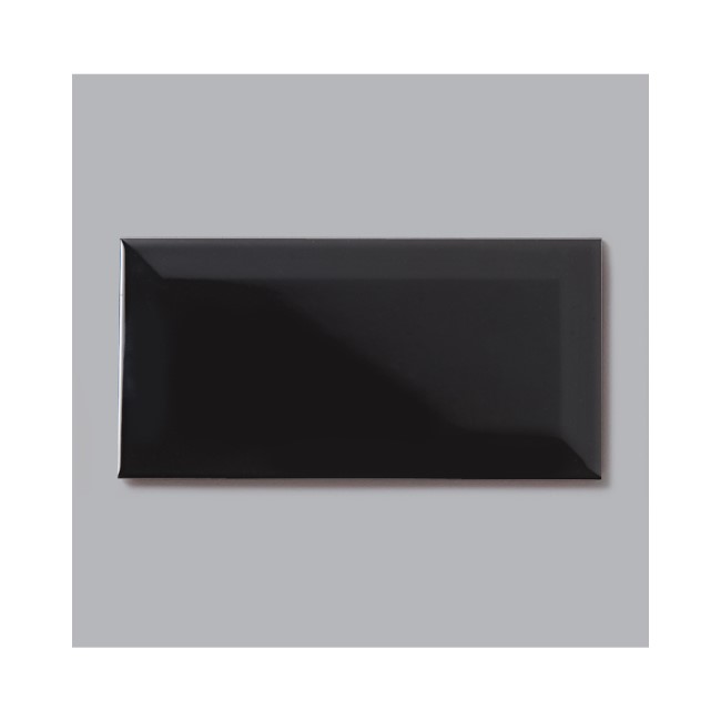 Black Bevelled Wall Tile 100mm x 200mm - Metro