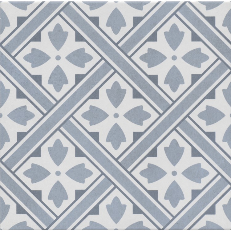Blue Patterned Floor Tile 330 x 330mm - Belgravia