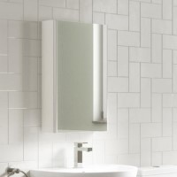 GRADE A2 - 400mm Wall Hung Mirrored Bathroom Cabinet White Gloss - Ashford