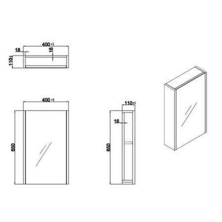 GRADE A2 - 400mm Wall Hung Mirrored Bathroom Cabinet White Gloss - Ashford
