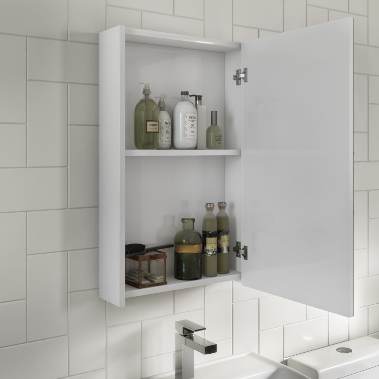 White Mirrored Wall Bathroom Cabinet 400 x 650mm - Ashford