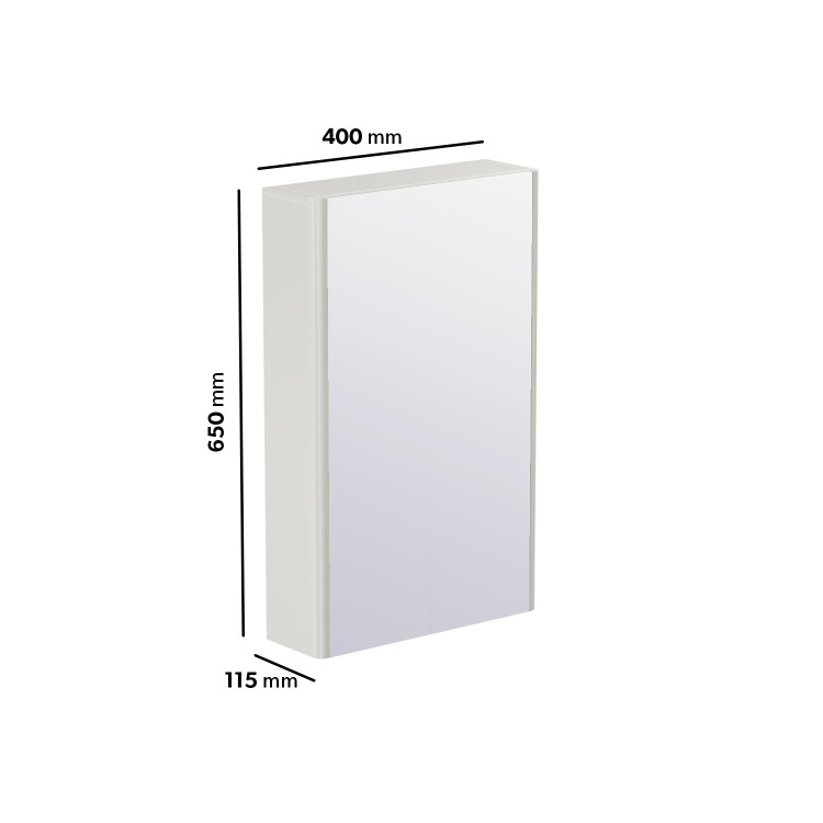 White Mirrored Wall Bathroom Cabinet 400 x 650mm - Ashford
