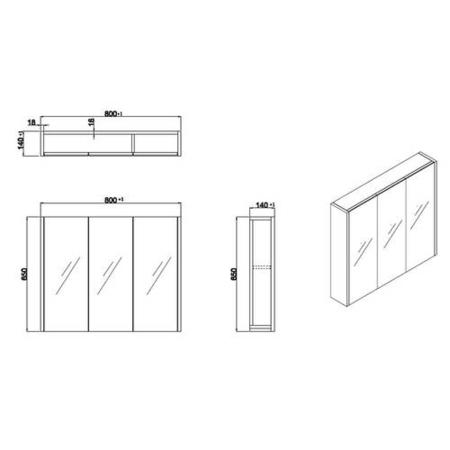 GRADE A1 - Grey Mirrored Wall Bathroom Cabinet 800 x 650mm - Ashford