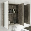 Wood Effect 3 Door Mirrored Bathroom Cabinet 800 x 650mm - Ashford