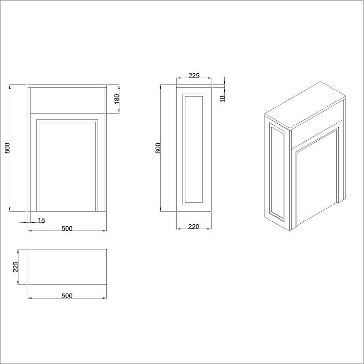 500mm Green Back to Wall Toilet Unit Only - Camden