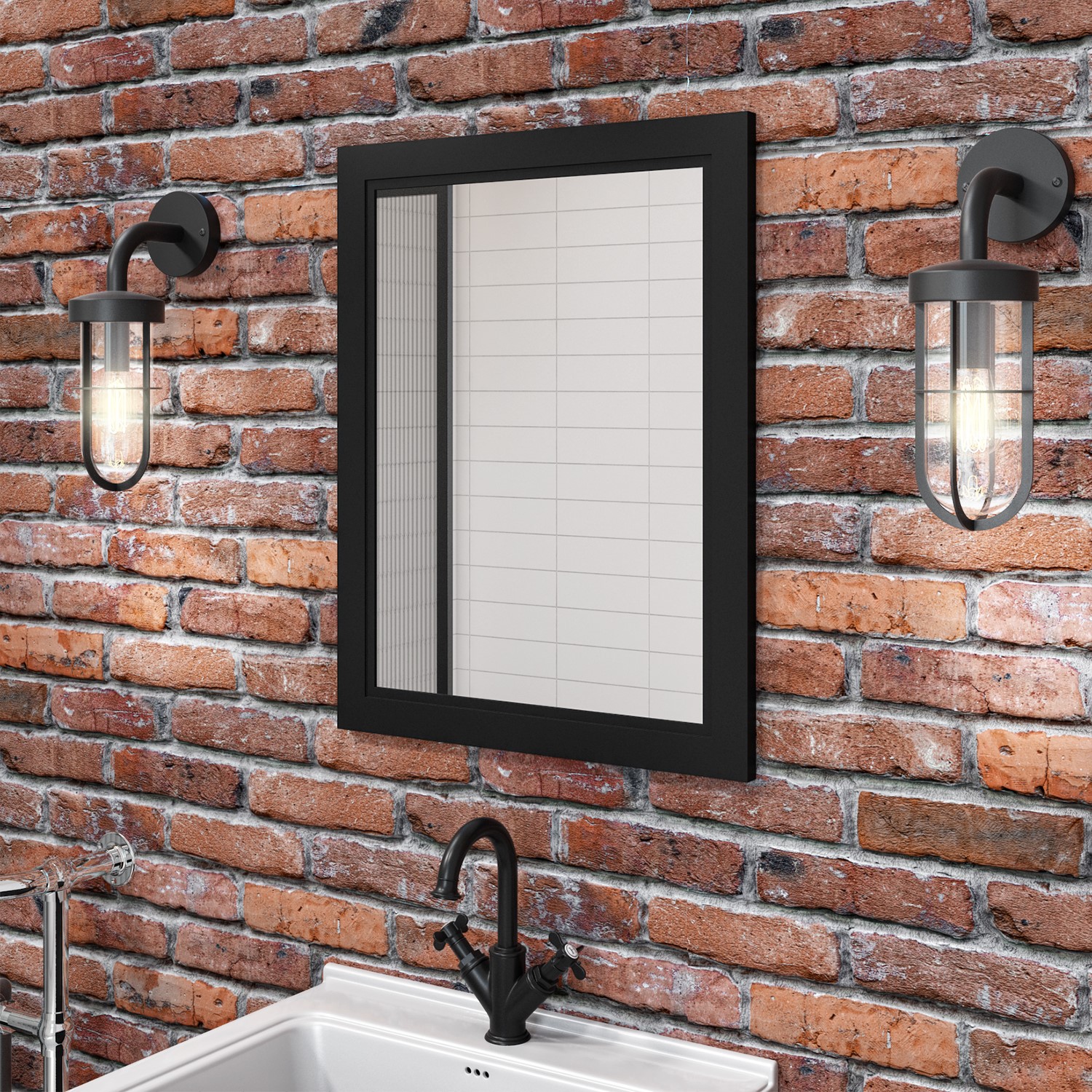 Rectangular Black Bathroom Mirror 550 x 700mm - Camden