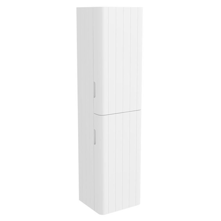 Double Door White Wall Mounted Tall Bathroom Cabinet 350mm x 1400mm - Empire