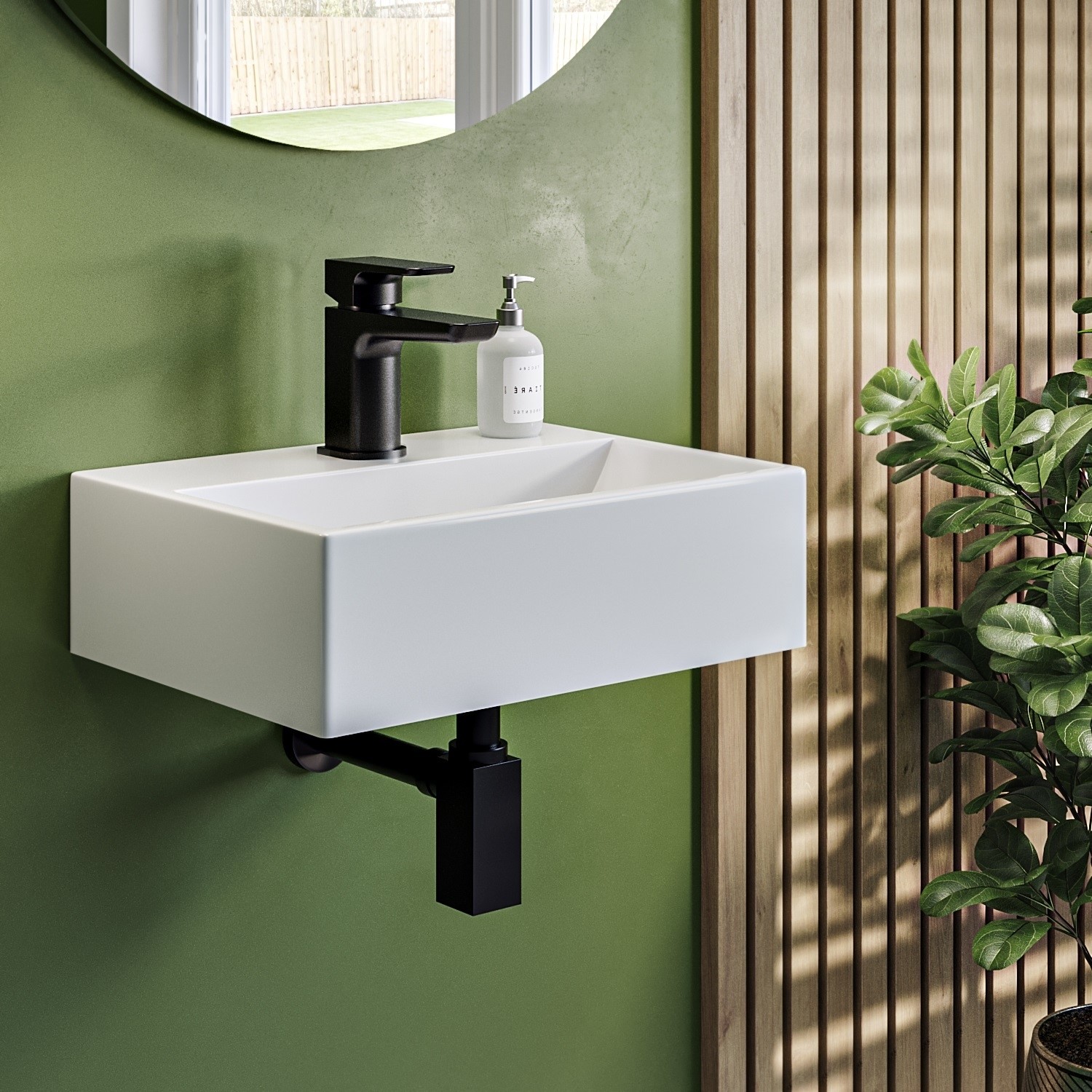 Matt Wall Hung Cloakroom Basin 405mm - Houston