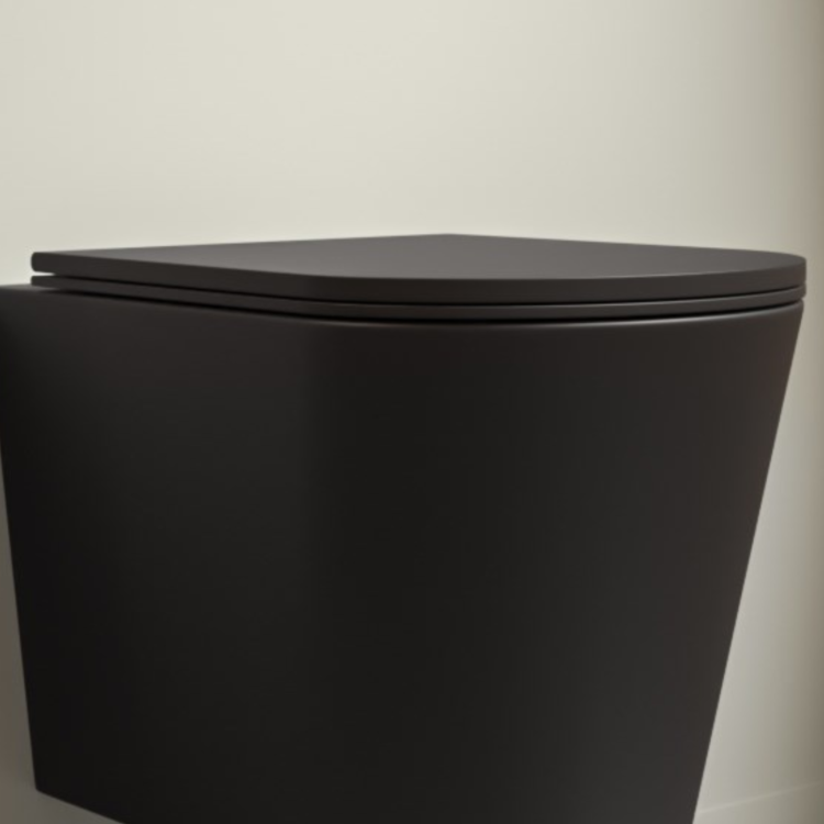 Matt Black Round Soft Close Toilet Seat with Quick Release - Verona