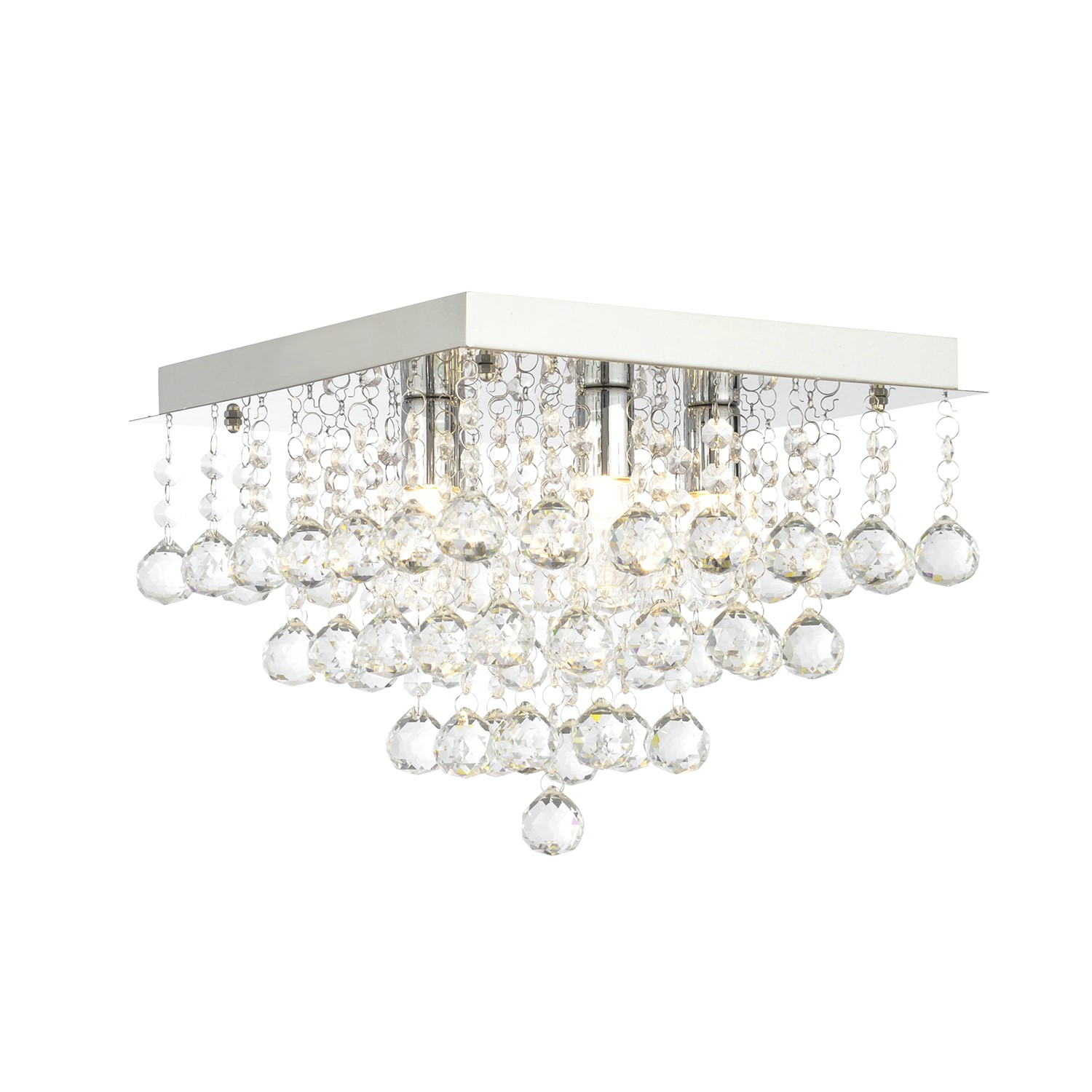 IP44 Chrome Crystal Flush Square Chandelier