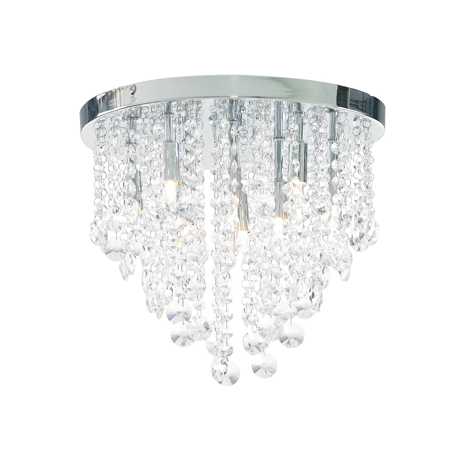 IP44 Chrome Crystal Flush Round Chandelier