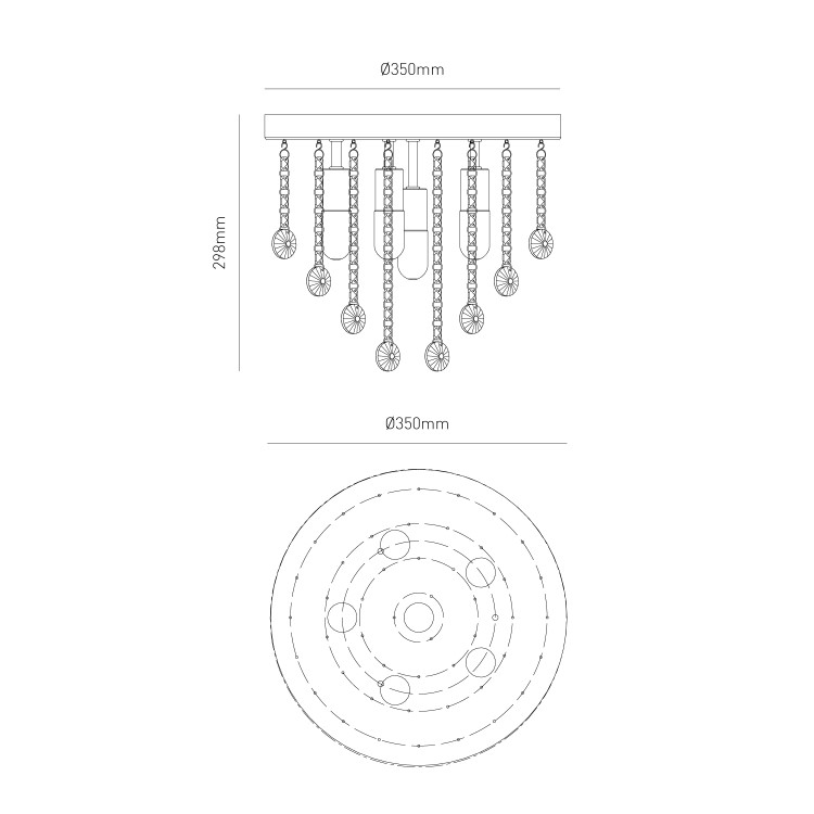 IP44 Chrome Crystal Flush Round Chandelier