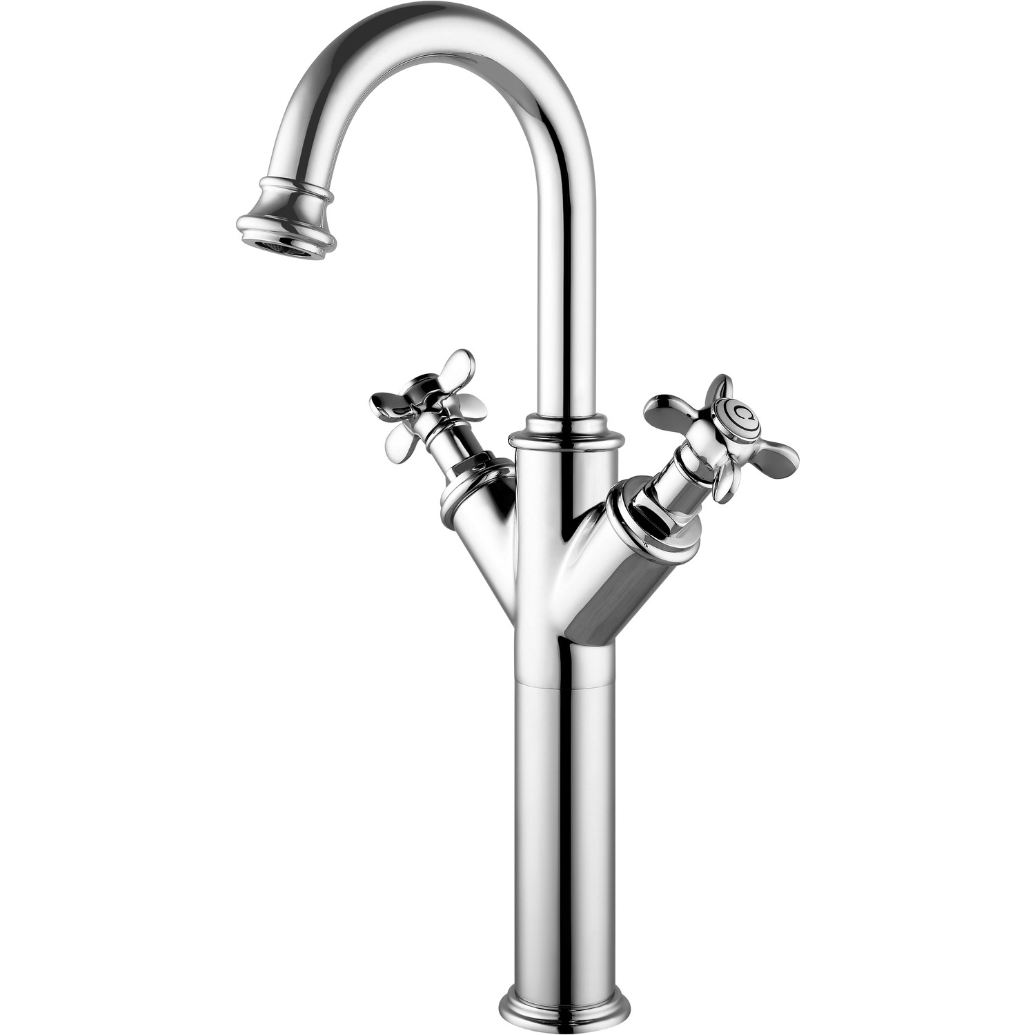 Tall Chrome Double Lever Basin Mixer Tap - Camden