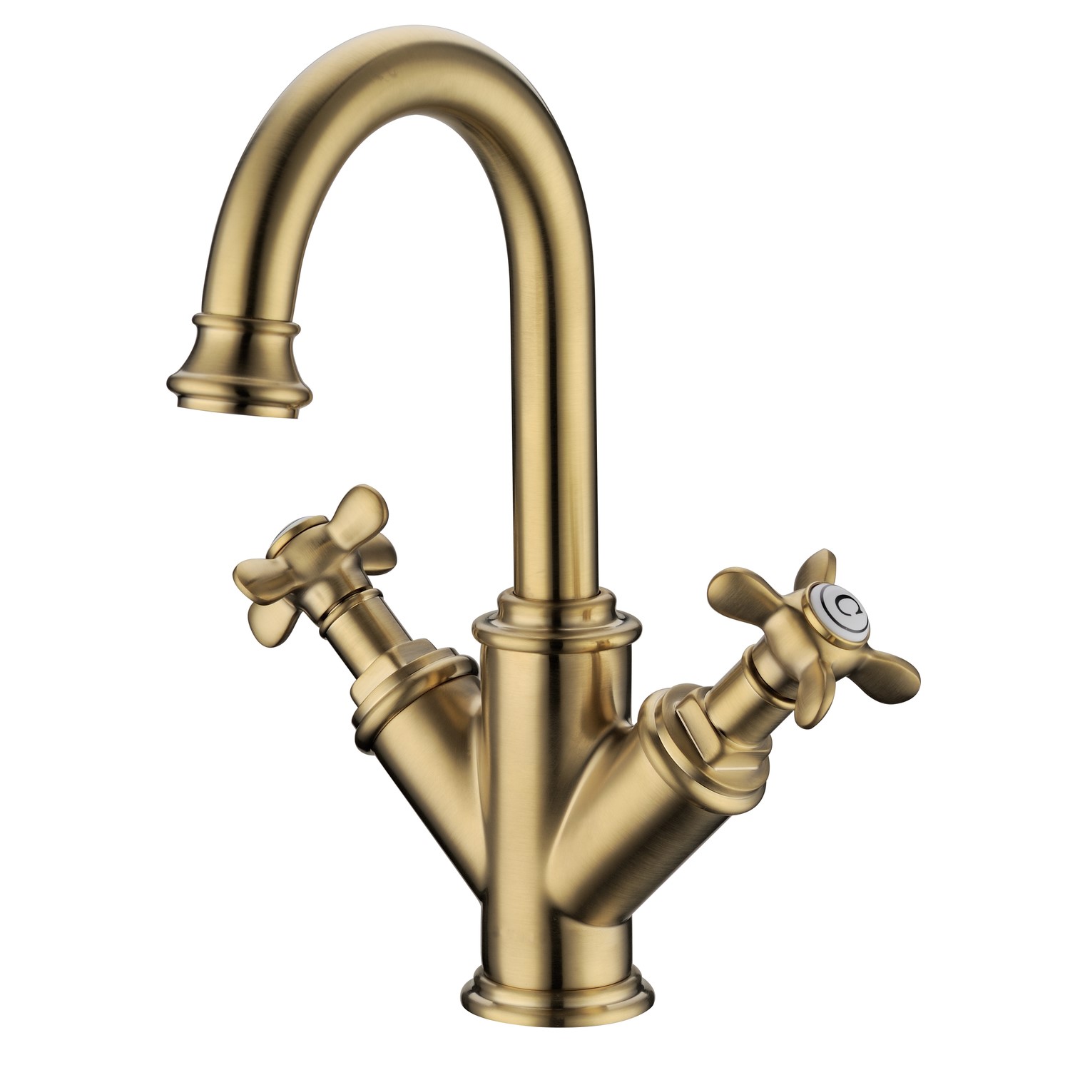 Brass Double Lever Basin Mixer Tap - Camden